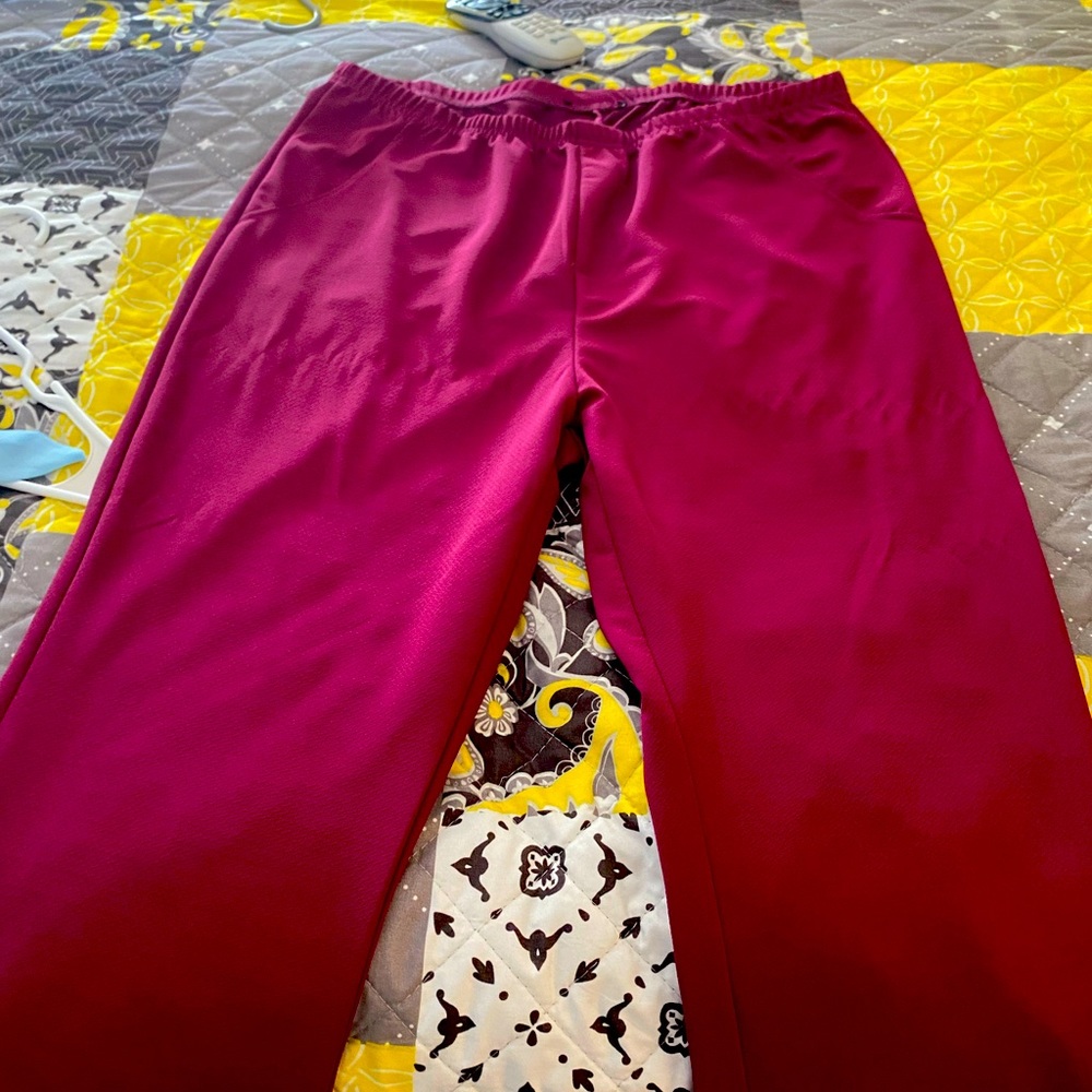 Fuchsia colored work pants